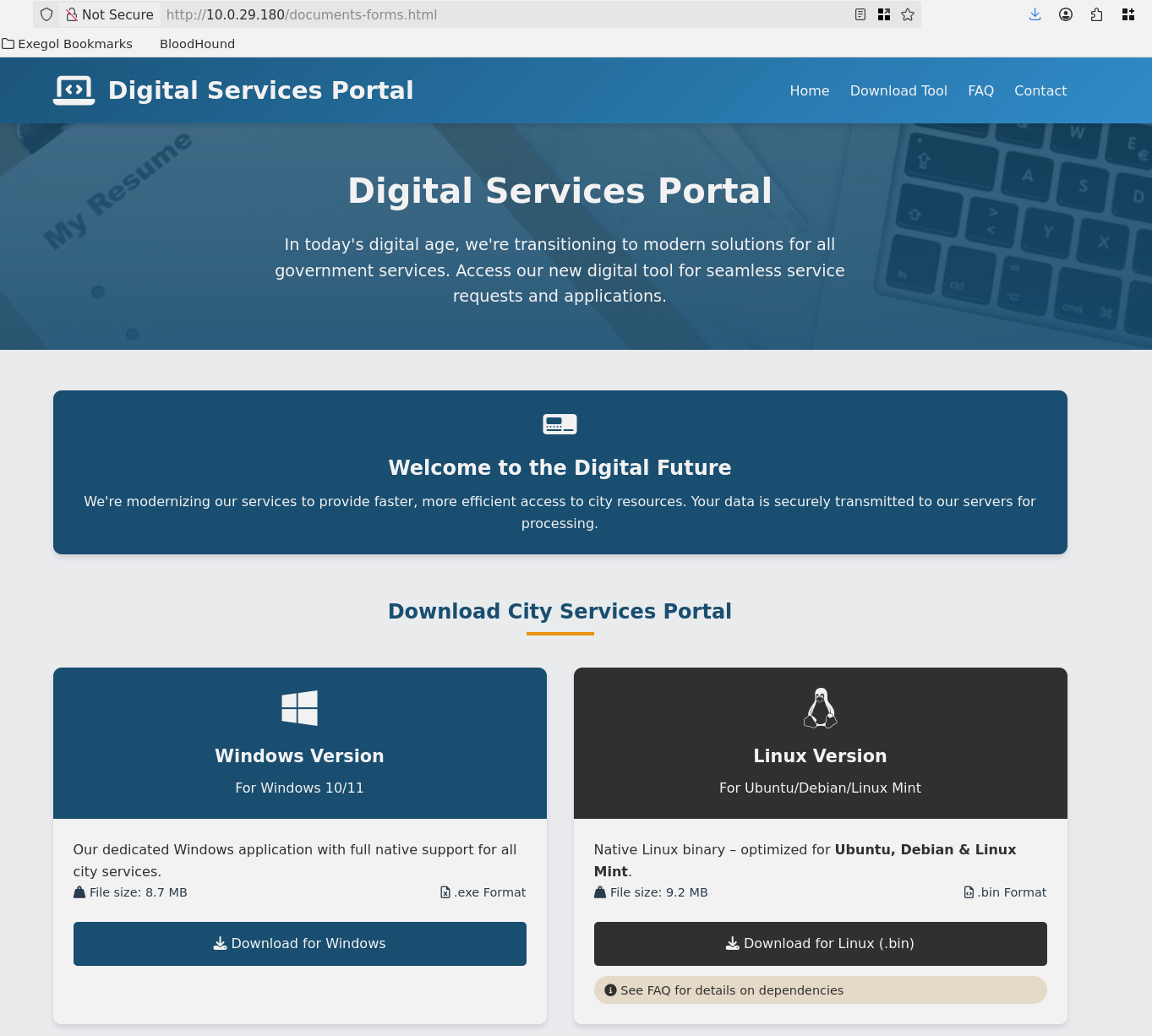 Digital Services Portal Download Page